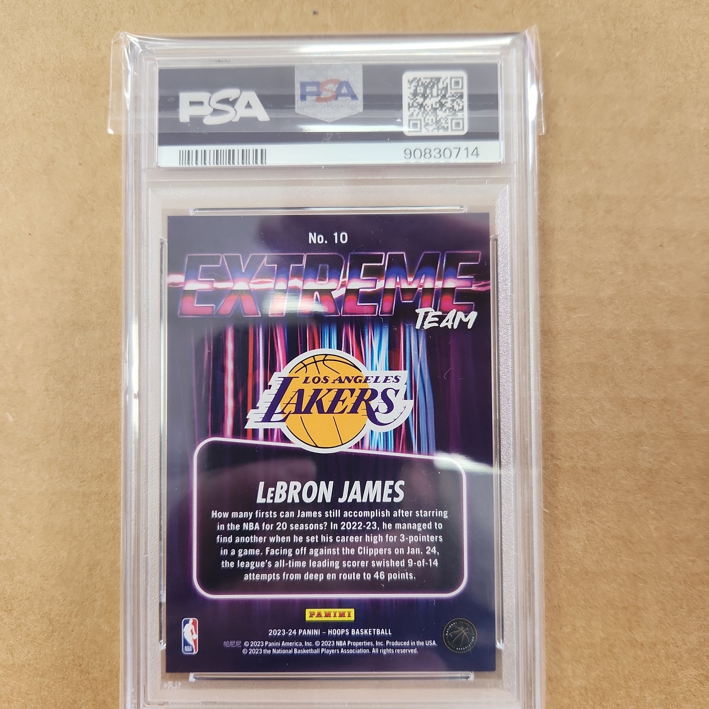 2023 NBA HOOPS LEBRON JAMES EXTREME TEAM PSA 9