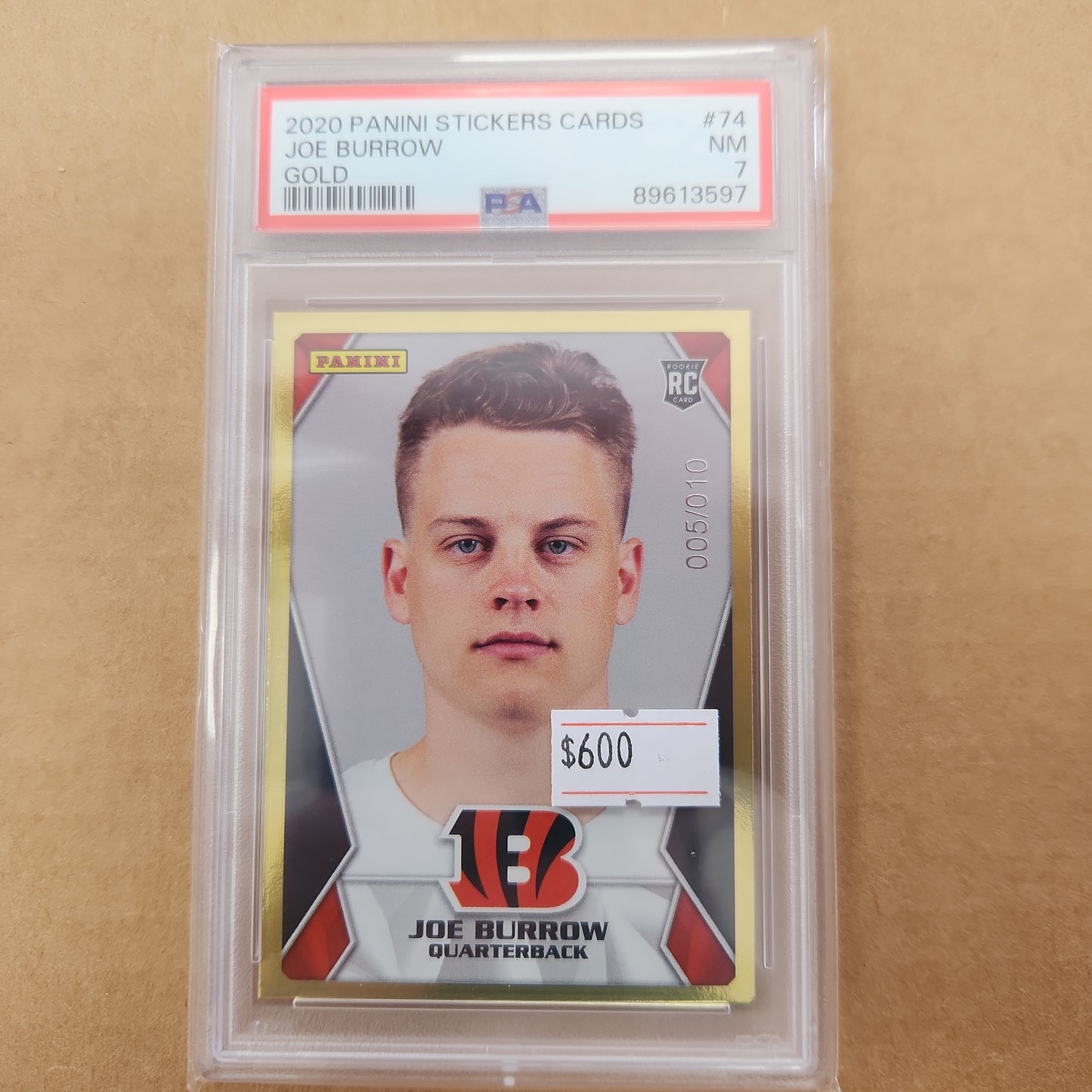 2020 PANINI STICKERS CARDS JOE BURROW GOLD PSA 7